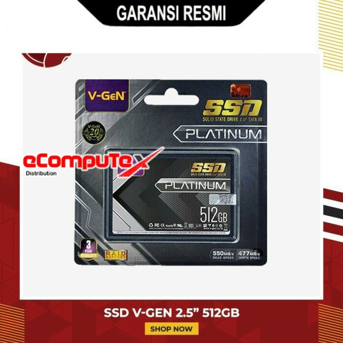 SSD SOLID STATE DRIVE V-GEN PLATINUM 512GB / VGEN 512 GB SATA III 3 GARANSI RESMI