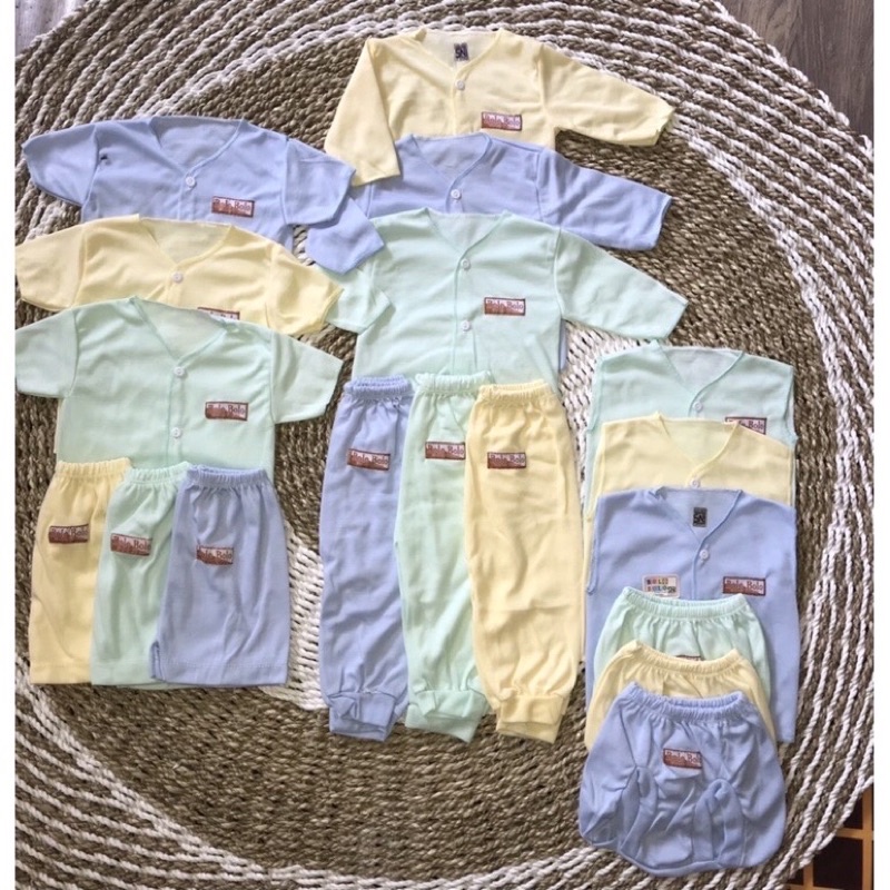 Paket Hemat baju bayi polos 18 pcs|9 Stel merk Pip Mim dan Dennis baby wear-4