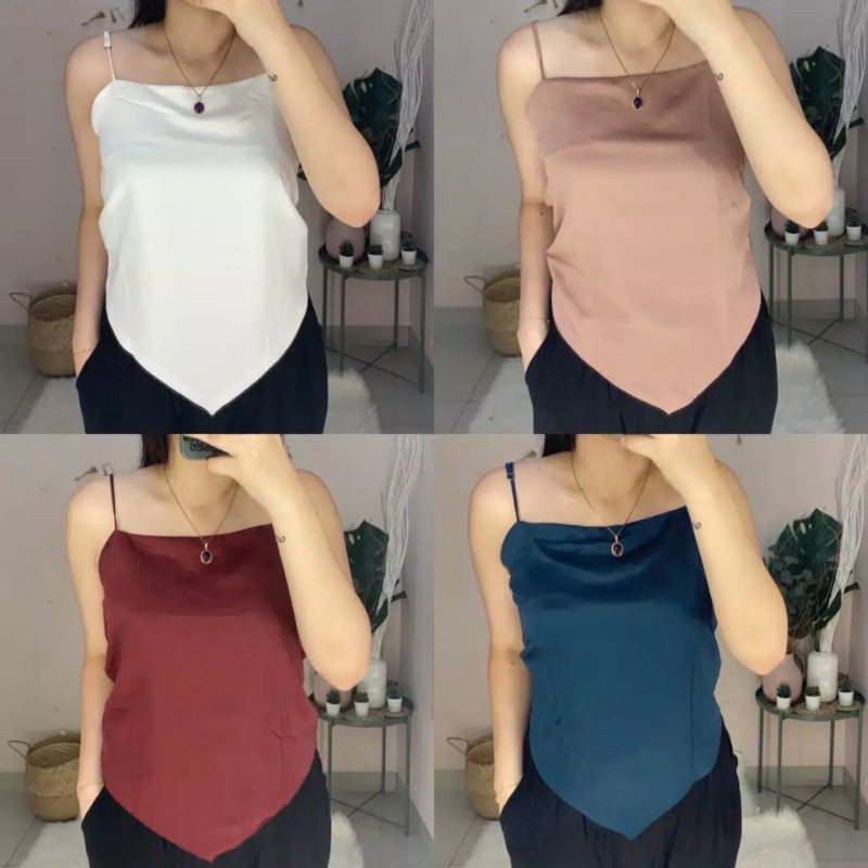 ILONA [READY] KOREAN TOP SATIN/TANK TOP SATIN/ATASAN CASUAL/ATASANN WANITA/ATASAN PARTY 006