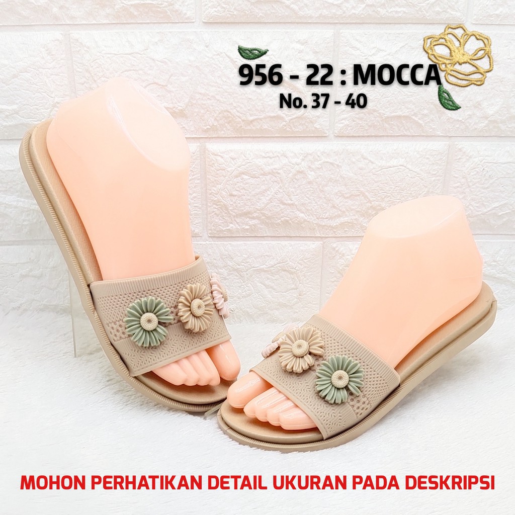 SANDAL WANITA BALANCE 956 22 SLOP 3 BUNGA BLC 956-22 ORIGINAL RUBBER EMPUK LENTUR NICE LOVE FLOWER