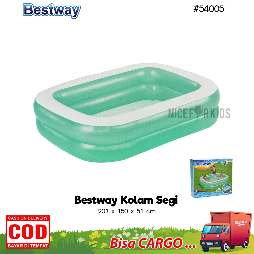 Bestway Kolam Segi / Kolam Main Anak / Kolam Renang Anak Ukuran 201X150X51 CM