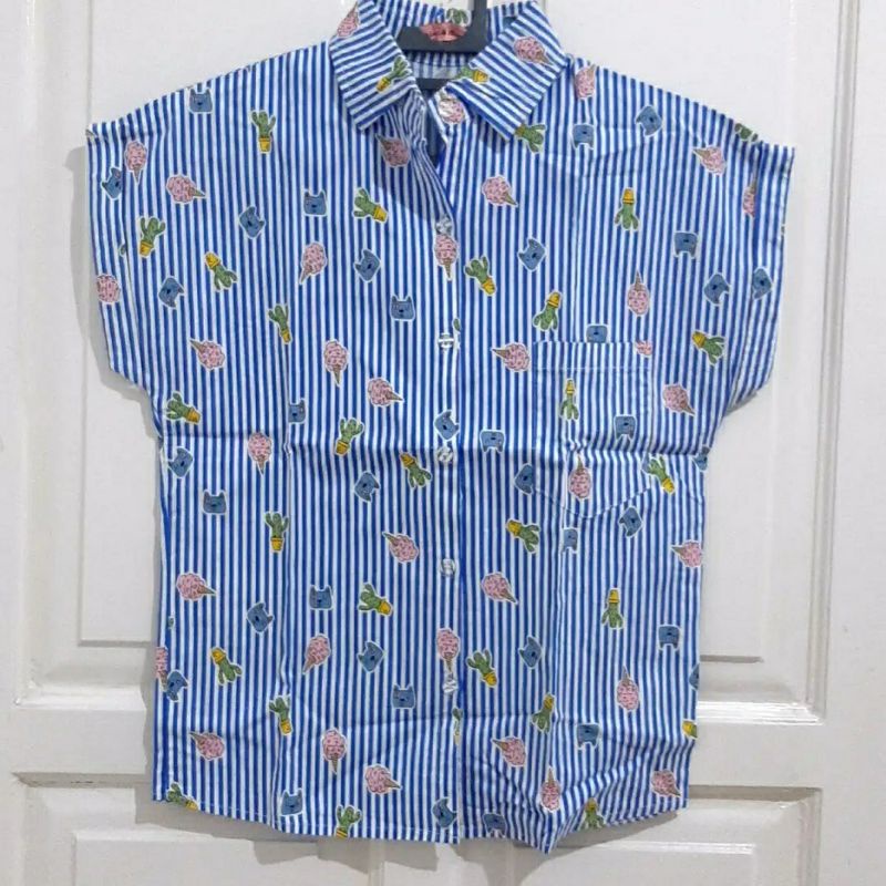 HEM WANITA  BLUE ICE CREAM / KEMEJA WANITA BLUE ICE CREAM