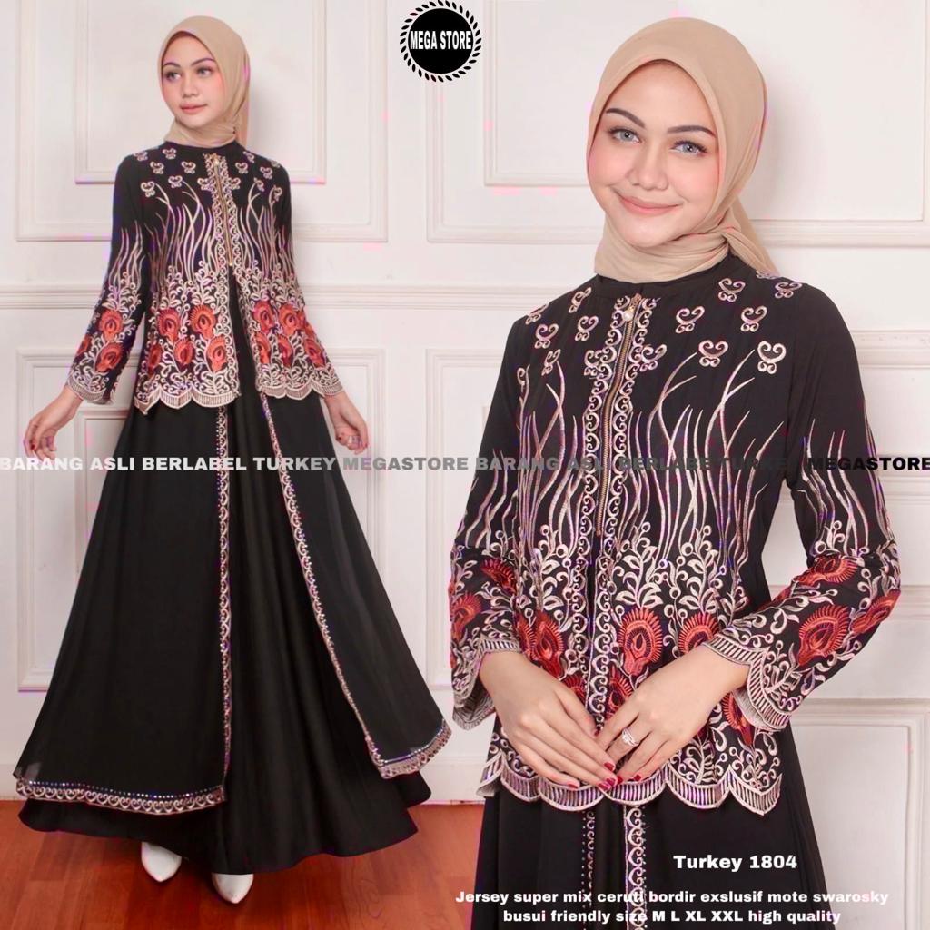 Turkey Abaya Original Asli megastore Model 1804 Gamis Jumbo kekinian Inner Outer Ceruti Jersey Premi