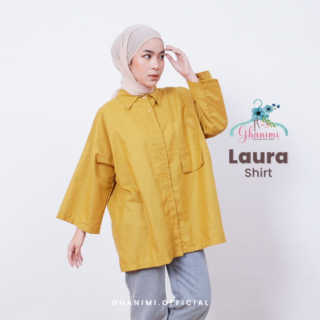 Ghanimi - Laura Shirt / Kemeja Linen Oversized / kemeja polos / kemeja katun / kemeja kerja / kemeja timeless / kemeja oversized / kemeja casual / atasan kerja / baju kerja / atasan polos / atasan oversized / baju oversized