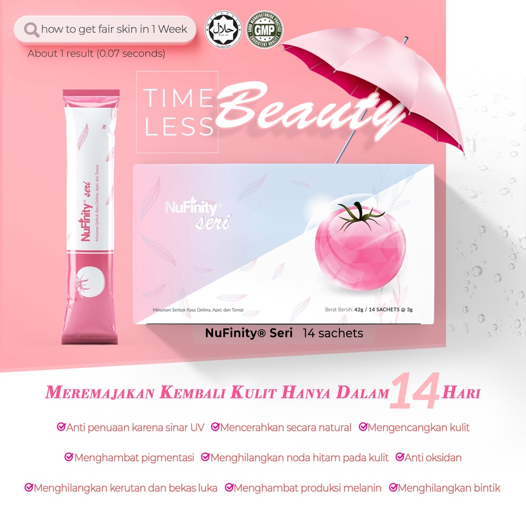 NuFinity® Seri - Crystal Tomato Supplemen - 1 box (isi 14 sachet X 3gr) Collagen & Antioksidan