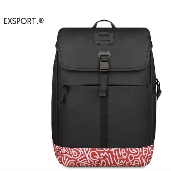 Exsport Amora Red Typo Laptop Backpack - Black