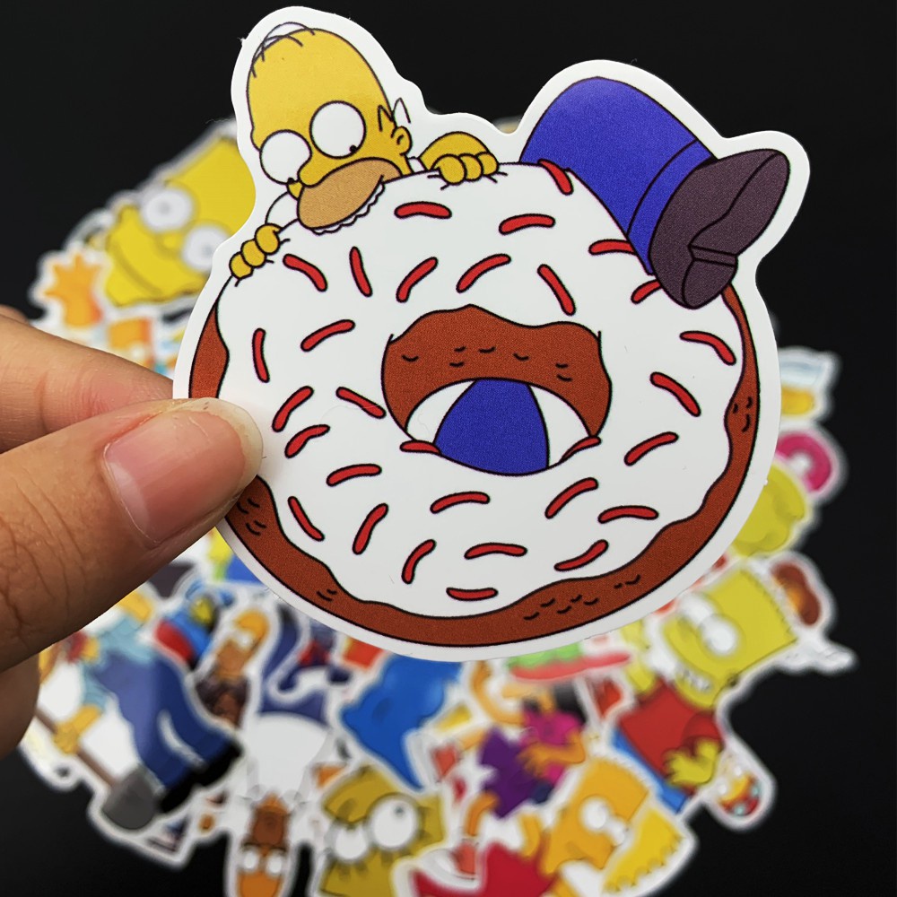 50Pcs/Lot Vinyl The Simpsons Stickers Anime Cartoon Sticker For Skateboard Luggage Laptop Guitar Fridge Phone Car Decal Stickers