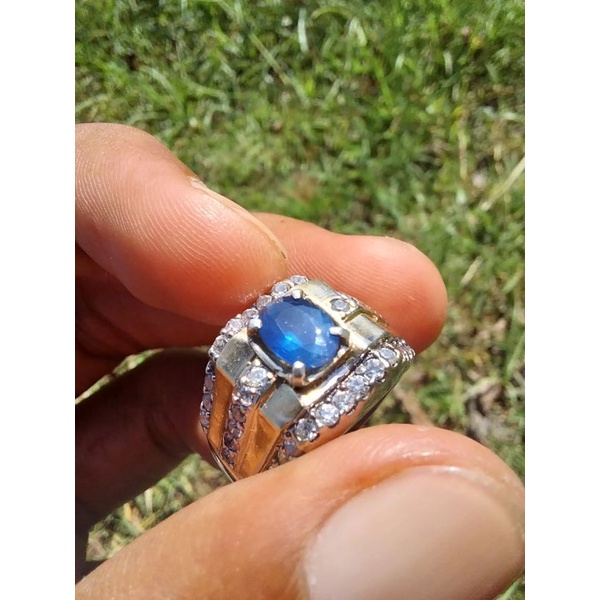 Natural Blue Sapphire Srilanka / Ceylon Ring Perak Memo KGL