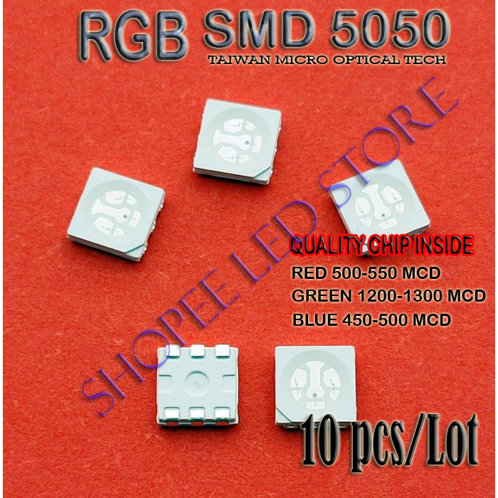 10 pcs SMD 5050 RGB ALL COLOR WHITE WARM WHITE RED GREEN BLUE AMBER UV ICE BLUE