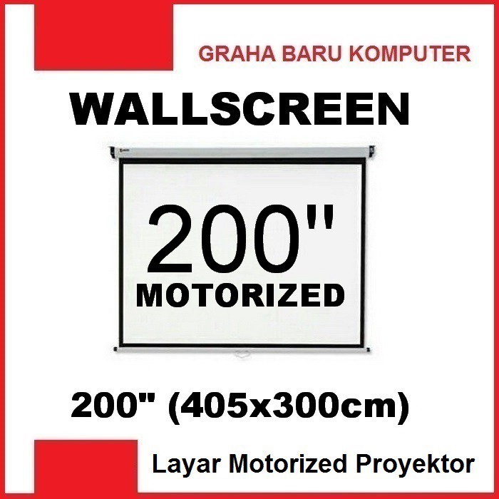 Layar Proyektor Otomatis 200 Inch - Layar Proyektor Gantung Layar Proyektor Dinding Layar Proyektor 