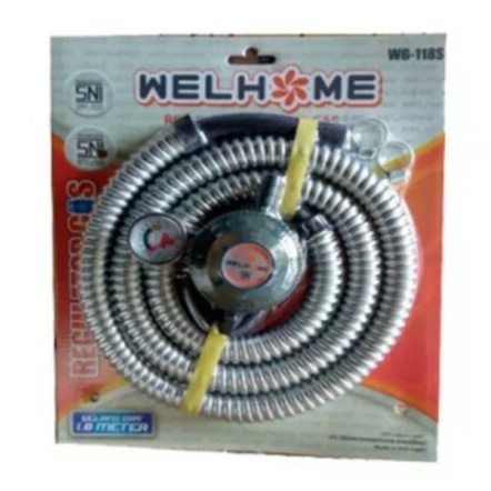 Welhome Paket 1 Set Regulator Gas Meteran + Selang 1.8 Meter