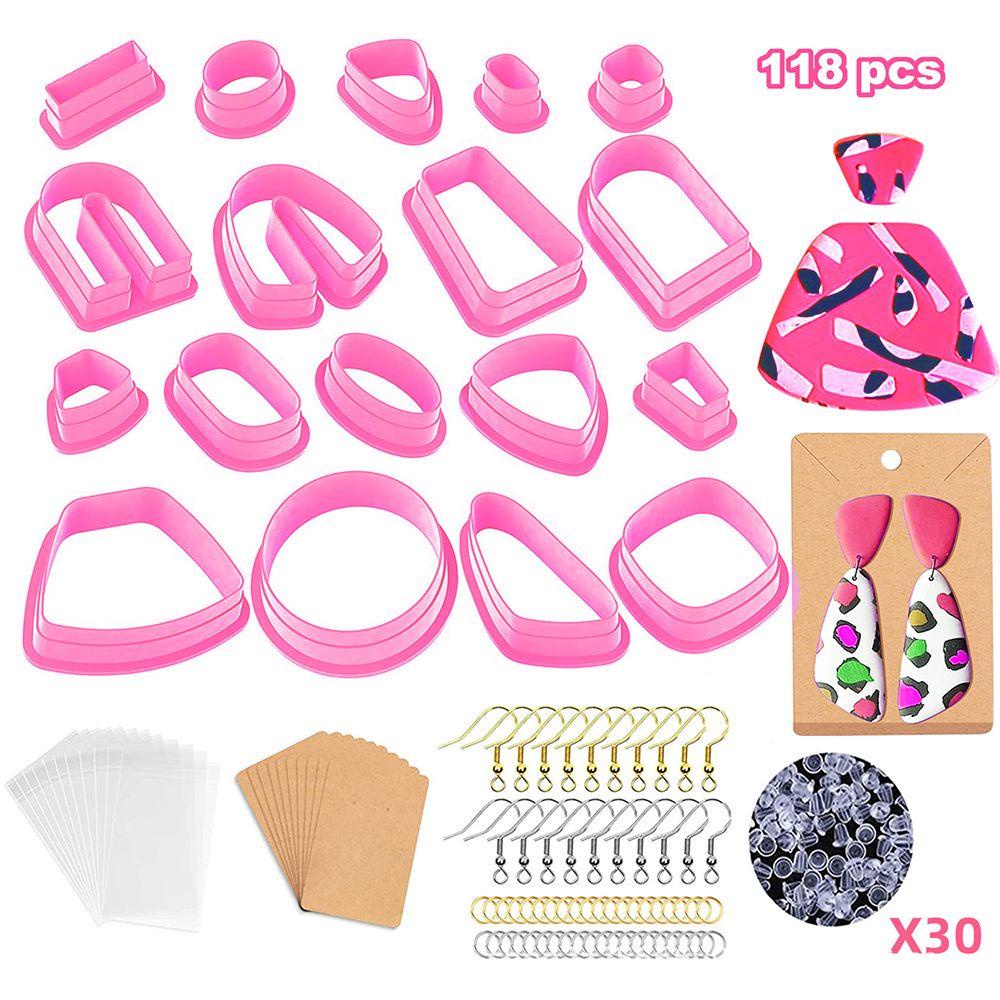 R-flower 118pcs Polymer Clay Cutters DIY Craft Earring Kartu Membuat Perhiasan Cetakan Kue