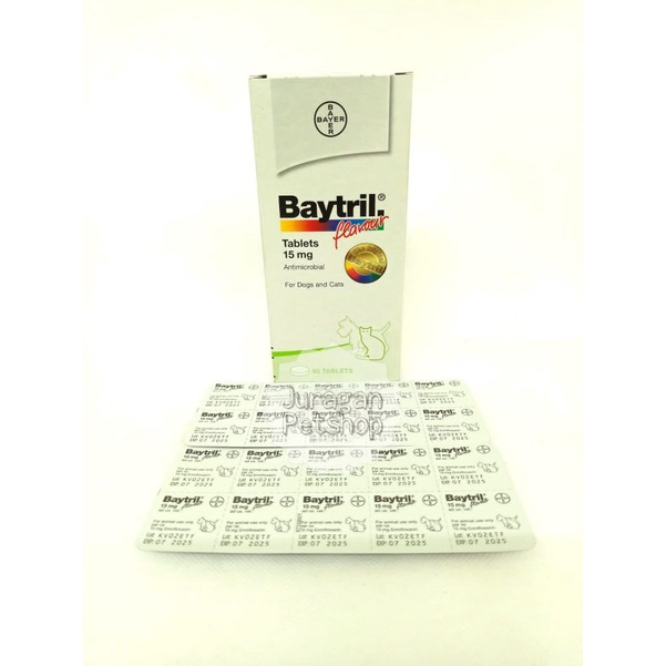 BAYTRIL 15 MG (1 TABLET) | Antibiotik Kucing/Anjing | Original Bayer 100%