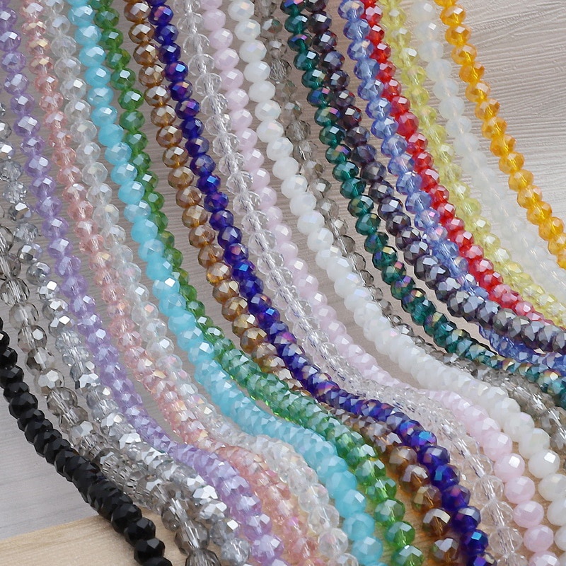 2 Mm Sekitar 195 Pcs Manik-manik Kristal AB Multicolor Spacer Manik-manik Kaca untuk Membuat Perhiasan DIY Buatan Tangan Gelang Grosir