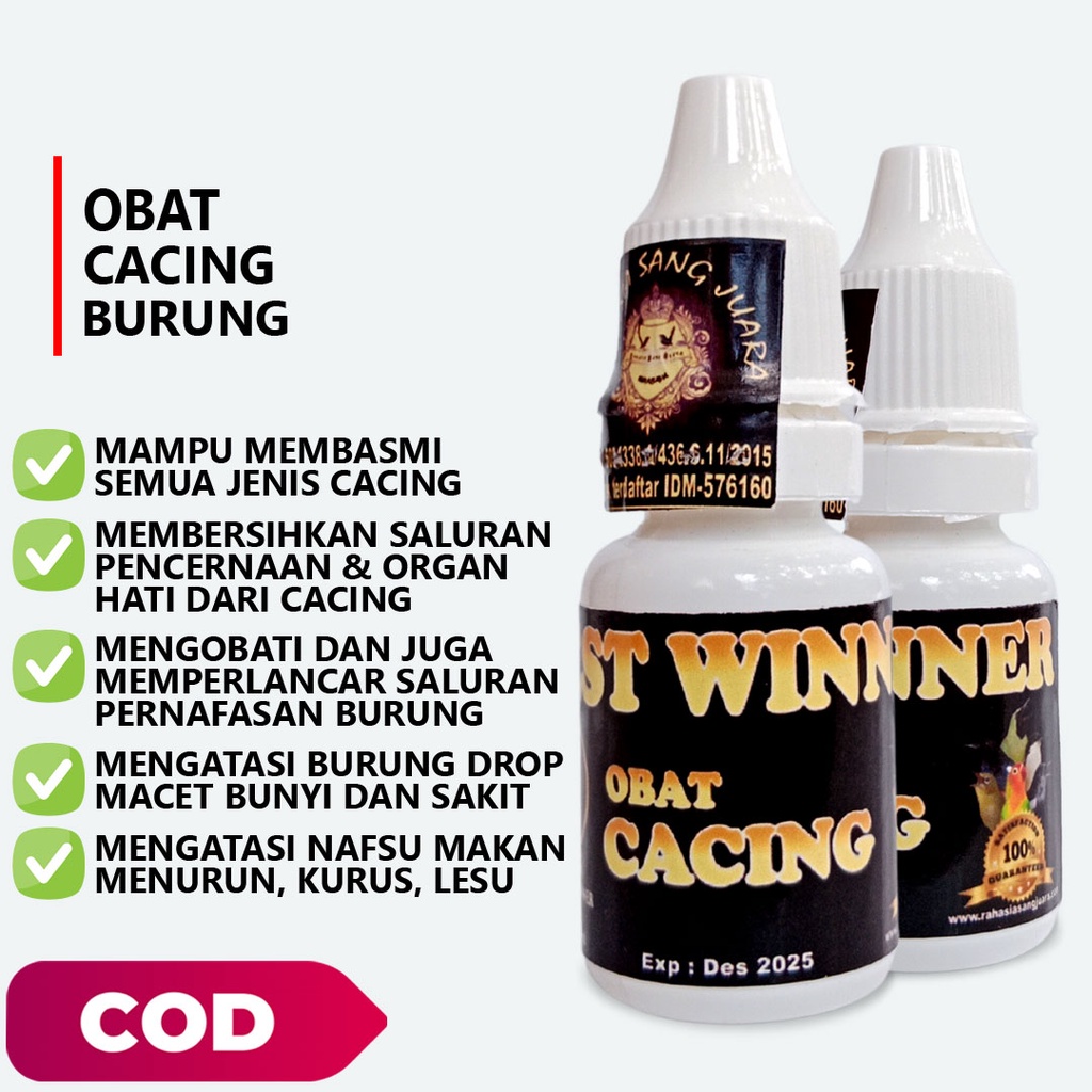 OBAT CACING BURUNG MERPATI MURAI BATU KENARI PERKUTUT KACER AMPUH MEMBASMI CACING PADA BURUNG