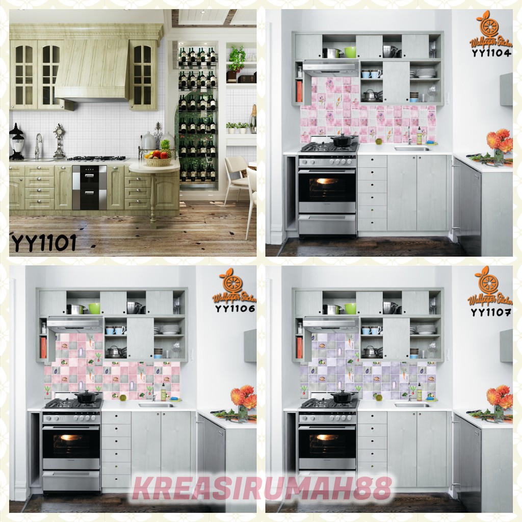 Stiker Dinding Dapur &amp; Kamar Mandi 45Cm X 5 Meter - Walpaper Dinding Anti Air &amp; Minyak