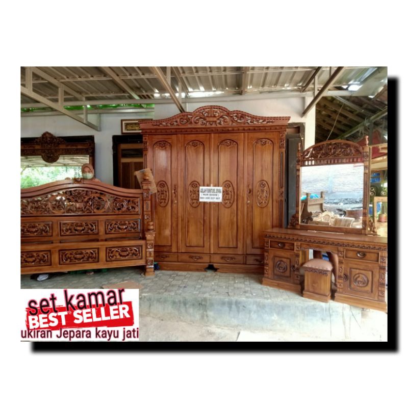 PAKET SESERAHAN PENGANTIN SET KAMAR TIDUR LEMARI MEJA RIAS DIPAN UKIRAN JEPARA KAYU JATI ASLI
