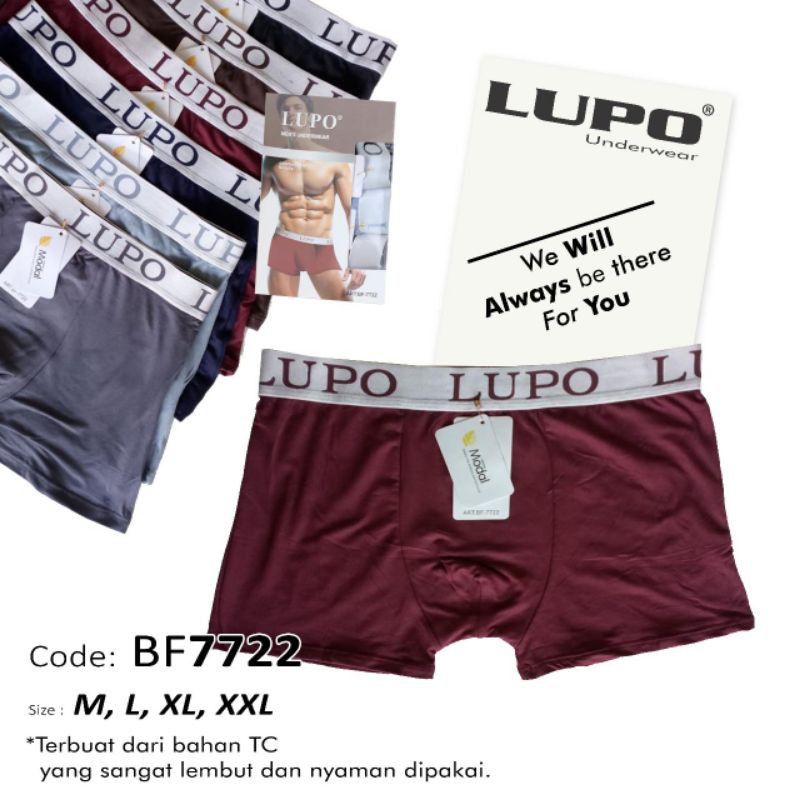 Grosir 1 lusin boxer lupo segiempat pria dewasa bahan katun | celana dalam pria boxer termurah