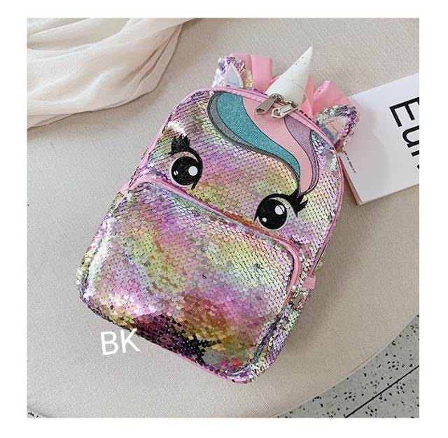 TAS RANSEL SEKOLAH SEQUIN UNICORN BLINK SEQUIN BAG IMPORT / TAS UNICORN LUCU BERUBAH WARNA