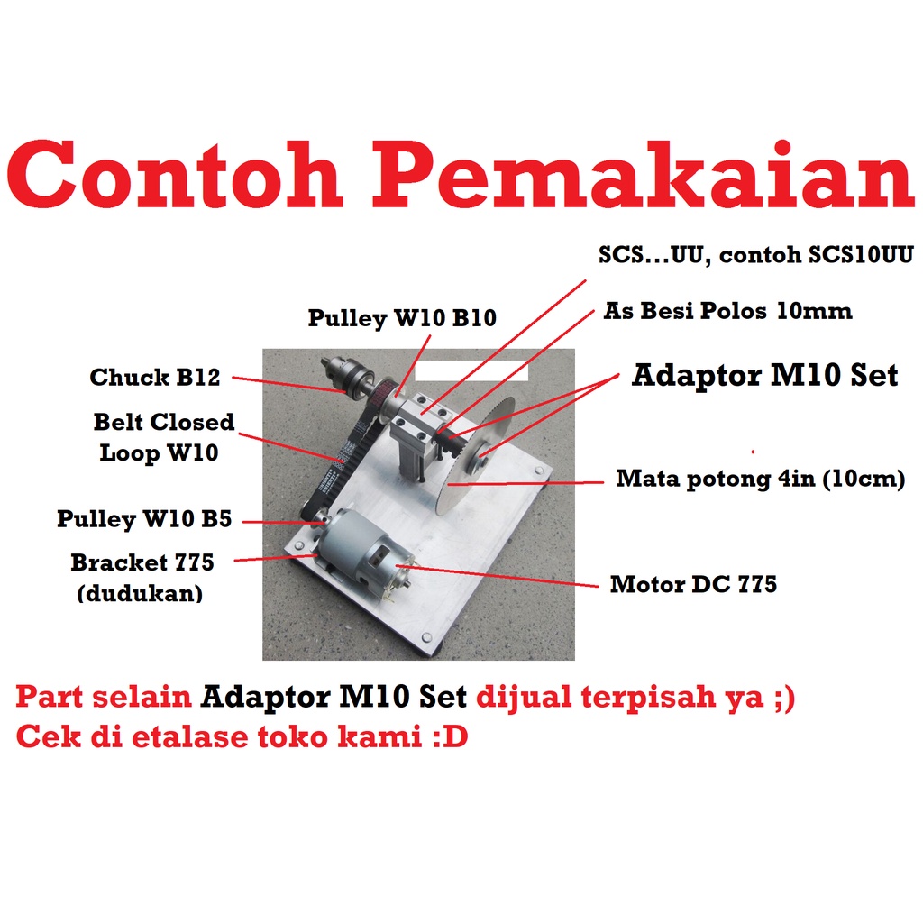 [HAEBOT] Arbor Adapter Konektor Gerinda M10 Set Mandrel Grinder 5 6 6.35 8 10 12 14 16 mm 5mm 6mm 6.35mm 8mm 10mm 12mm 14mm 16mm Chuck Pegangan Holder Table Saw Mini DIY Mesin Potong