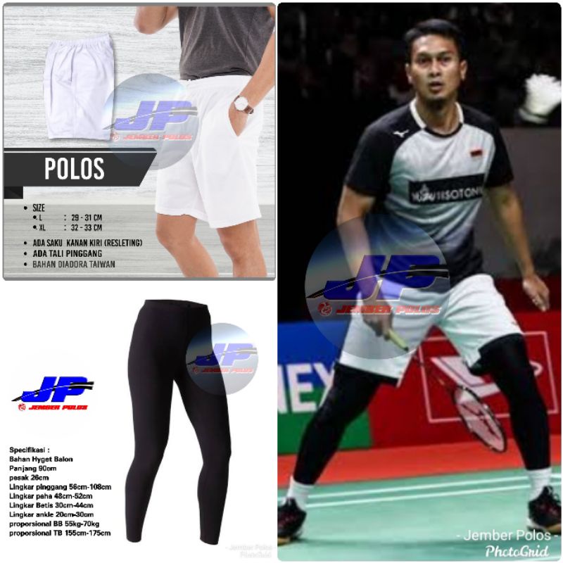 ⭐⭐⭐⭐⭐ Bawahan olahraga pria celana pendek leging panjang stocking leg sleeve setelan badminton JP
