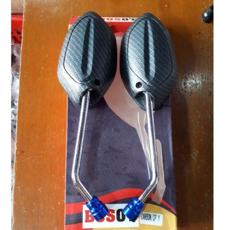 Jual Kaca Spion Standar Karbon Hitam Monel CNC Tangkai Chrome Panjang