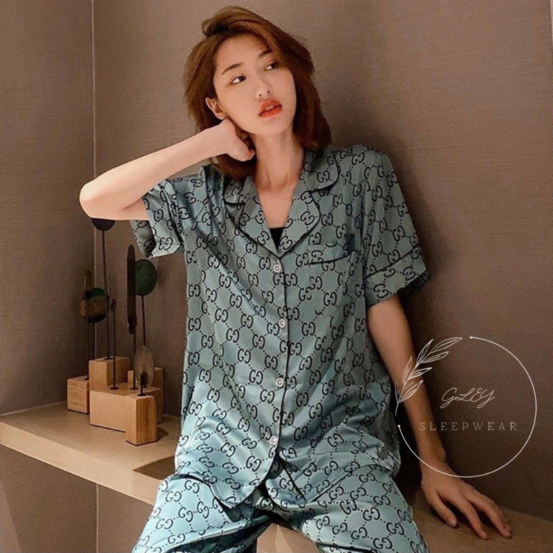 Piyama satin import / baju tidur wanita / piyama ice silk sutera-Gc tosca