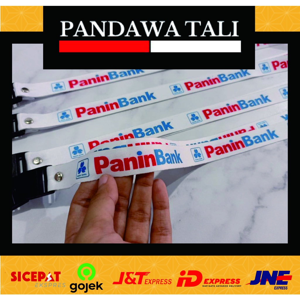 

Lanyard Panin Bank Putih / Lanyard Printing Custom Pandawa Tali Surabaya