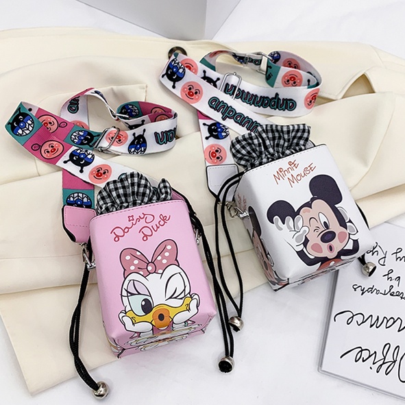 TFT AX292243 B2243 E4354 T29 ST (1 KG MUAT 4) Tas Selempang Anak Lucu DONALD/MINNIE/KOTAK/BULAT/MICKEY DAISY MOTIF Gambar Karakter Fashion Wanita TAS PINK STABBY