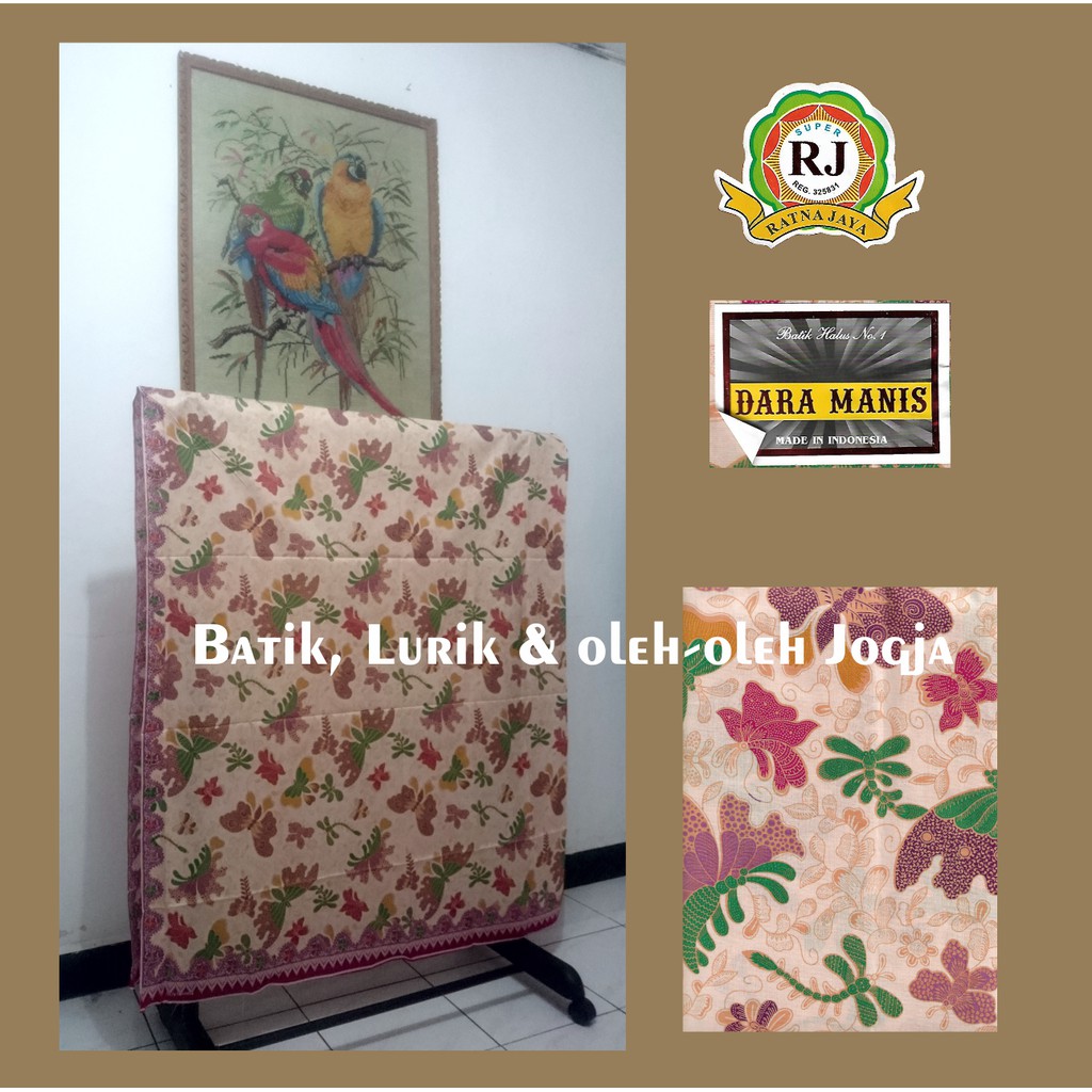 Bahan Kain Jarik Batik motif binatang Kupu dan Burung, printing