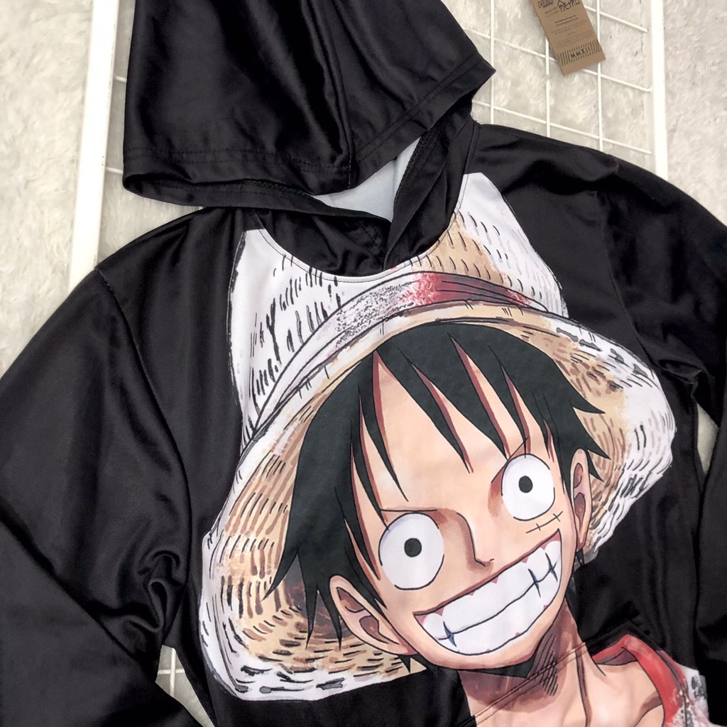 Hoodie Luffy Black Onepiece Anime Manga Premium Unisex