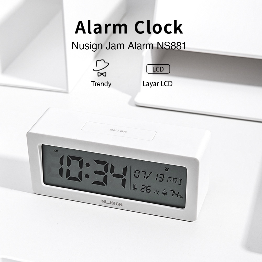 Nusign Digital Clock / Jam Digital Dengan Alarm Hari Tanggal NS881