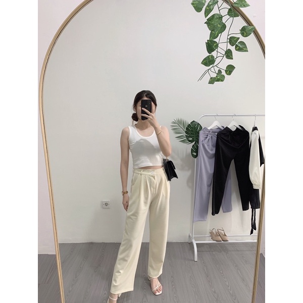 [LUXE.DLABEL]-CLARA PANTS |HIGHWAIST PANTS KULOT WANITA PREMIUM IMPORT CELANA PANJANG WANITA POLOS