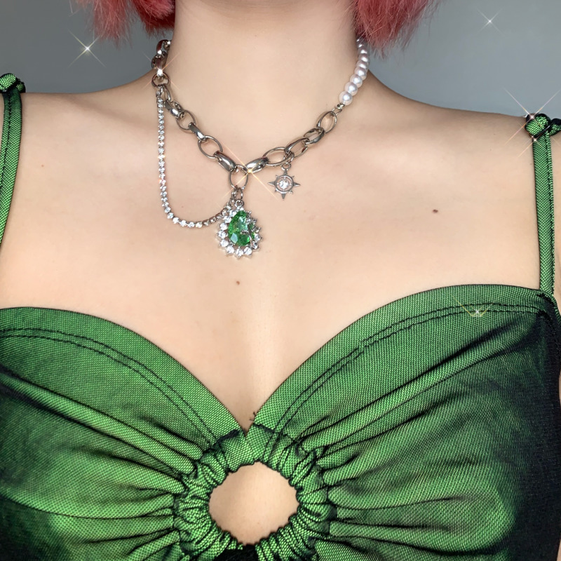 Kalung Mutiara Emerald Gaya Korea Untuk Aksesoris