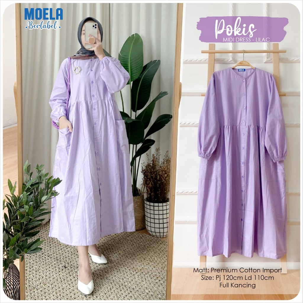 POKIS ld 110 by MOELA midi dress panjang 120 original berlabel polos premium rayon muslim wanita #2