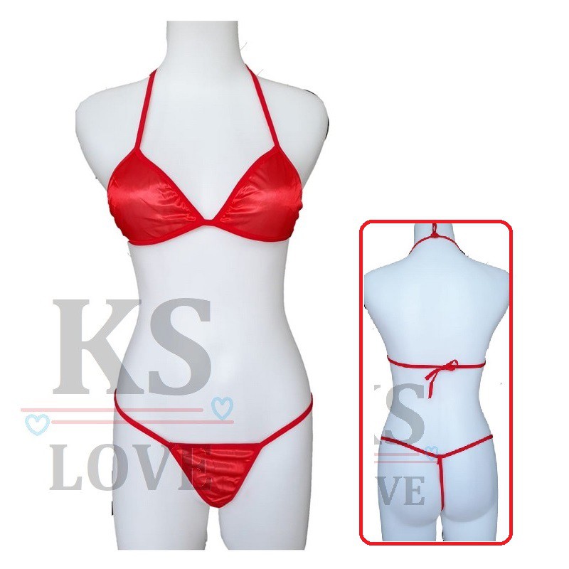 Bikini Lingerie Set Bra dan Cd Gstring Satin Sexy