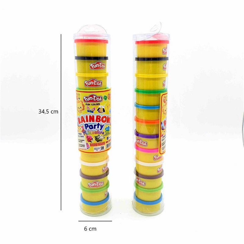 28083 - Mainan Malam Plastisin Fundoh Rainbow Party Fun-Doh isi 12 warna 28083