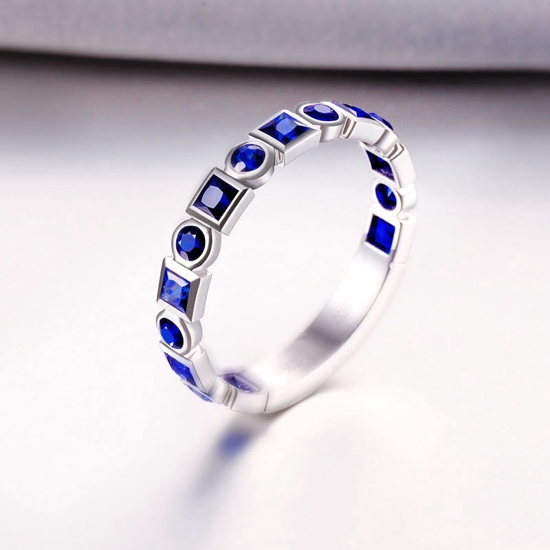 Baru Alami Sederhana Sapphire Cincin Adjustable Cincin Pertunangan