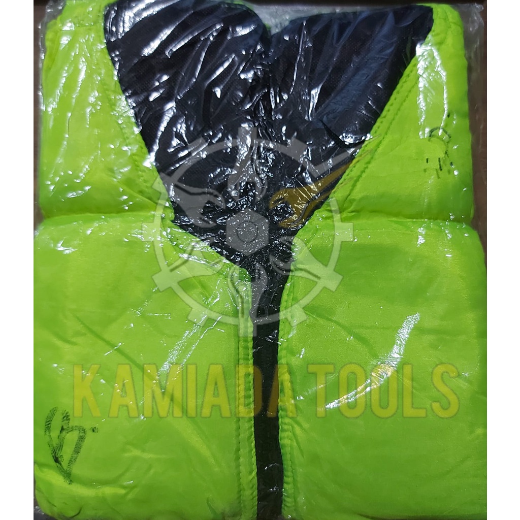 Rompi Safety Parasut Hijau/Merah/Rompi Busa bahan Parasut + Kantong