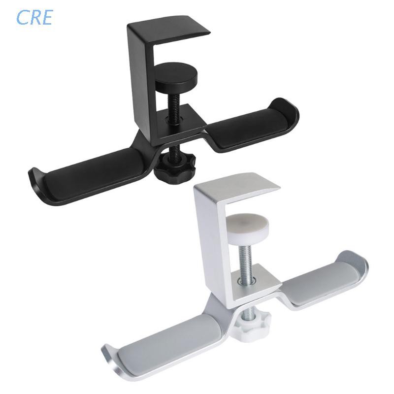 CRE  Headphone Holder Headset Bracket Hanger Metal Wall Clamp Hook Rotatable Double Earphone Stand Desktop Mount Aluminium Alloy