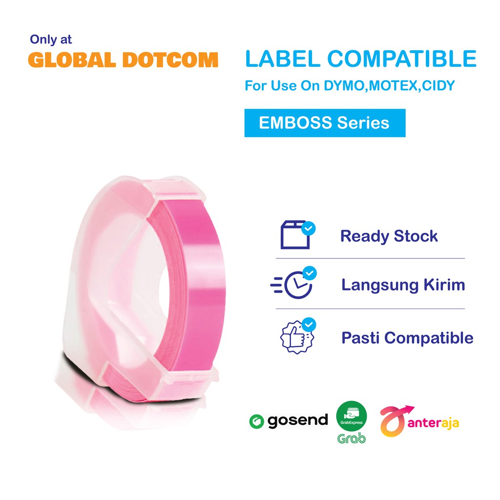 

REFILL LABEL EMBOSS FLUORESCEENT PINK 9MM FOR USE ON DYMO/MOTEX/CIDY