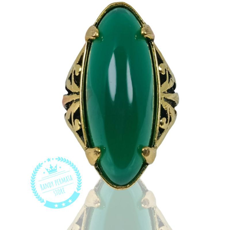 Batu Cincin Akik Green Hijau Garut / Green Chalsedony Model Pandan Kristal