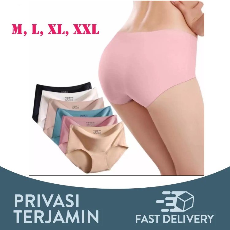 [4 pcs] Genie Seamless Panties Celana Dalam Underwear Wanita 1 Box Isi 4 Pcs Warna Cream Hitam Pink Ungu