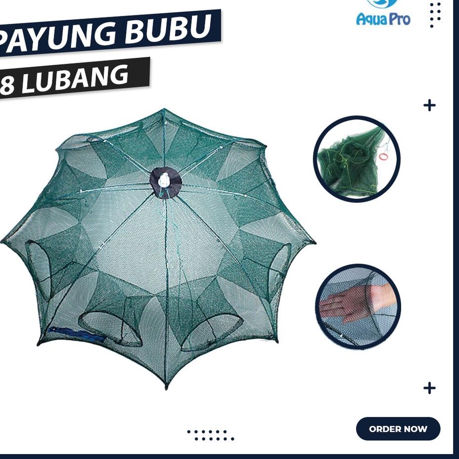 ♡ Aquapro Payung Bubu 8 Lubang Jaring Jebakan Perangkap Udang ikan Kepiting / Jaring Bubu Perangkap 