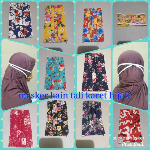 20+ Trend Terbaru Tali Karet Masker Hijab Kain Motif