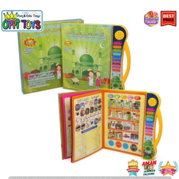 [FREE BATERAI] Mainan Edukasi Anak Buku Pintar Elektronik E-book 4 Bahasa Nyala Lampu - Ebook Muslim Islam LED-5