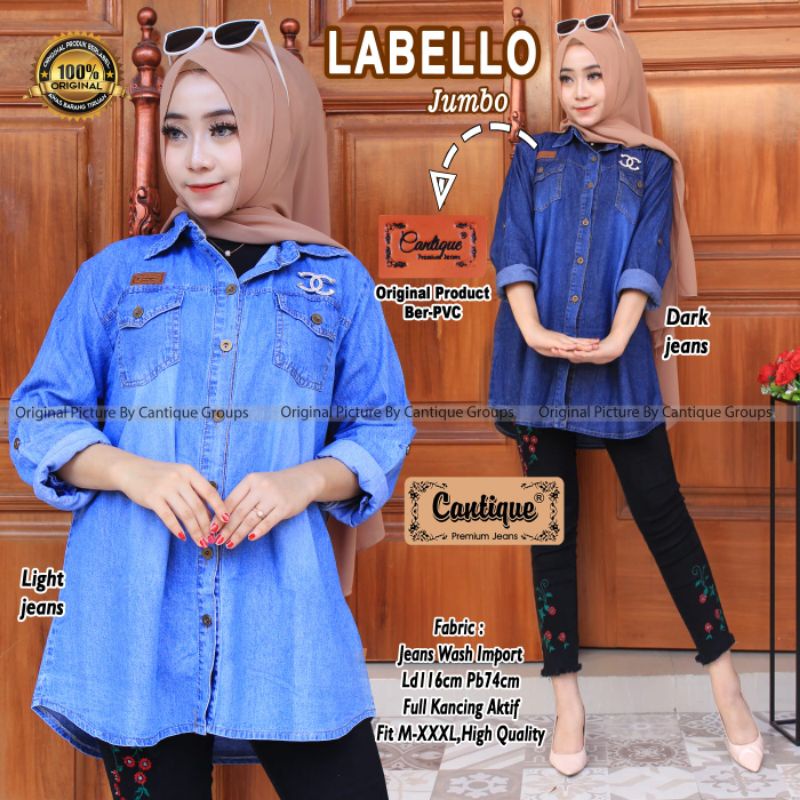 Labello jumbo tunik jeans wanita by cantique