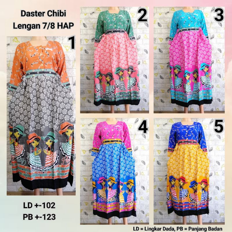 DASTER CHIBI LENGAN 7/8 HAP RAYON ADEM BUSUI FRIENDLY MOTIF 6HT + TOGA