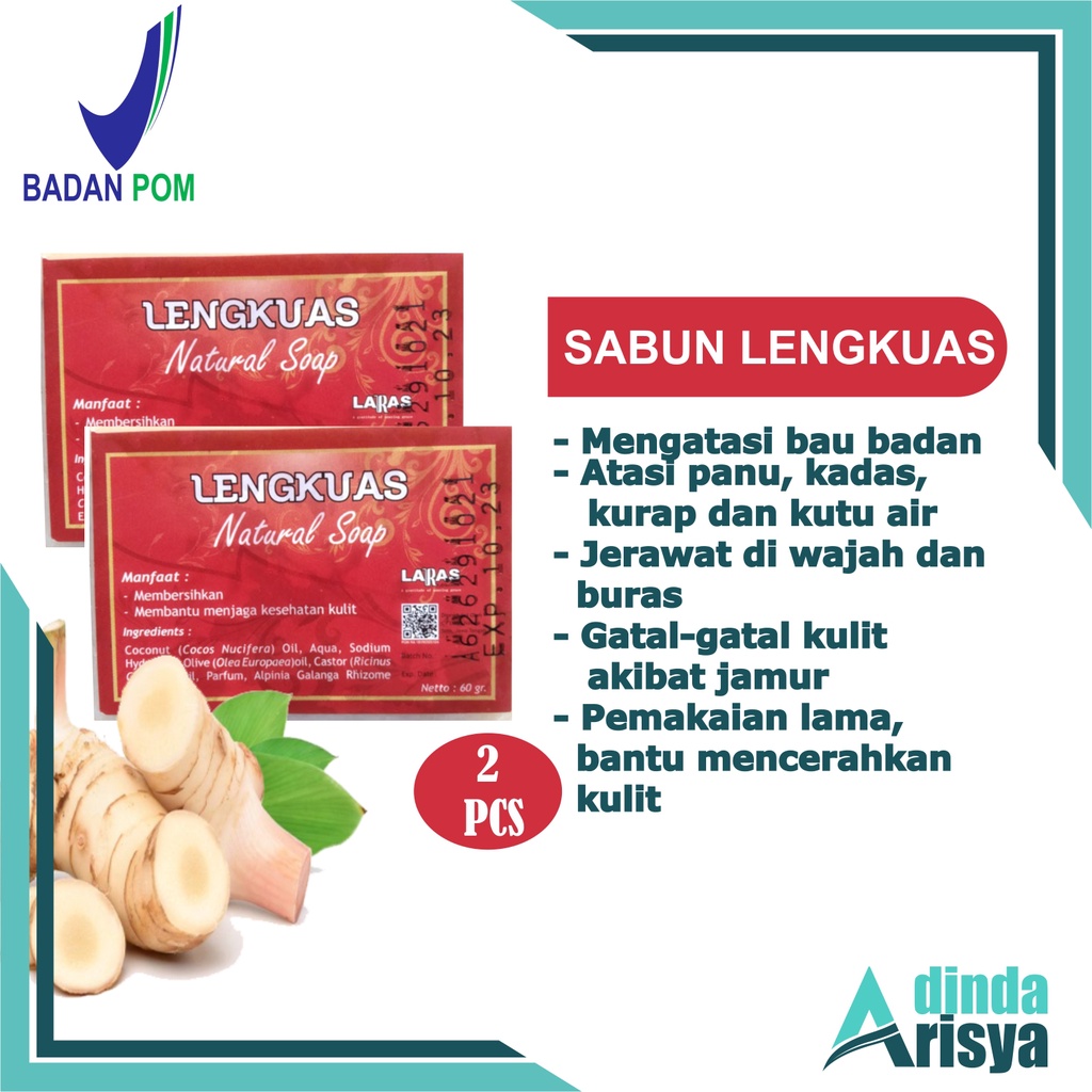 Sabun Lengkuas Penghilang Panu Ori 60gr ( 2PCS ) BPOM- Sabun Organik Herbal Lengkuas - Sabun Panu, S