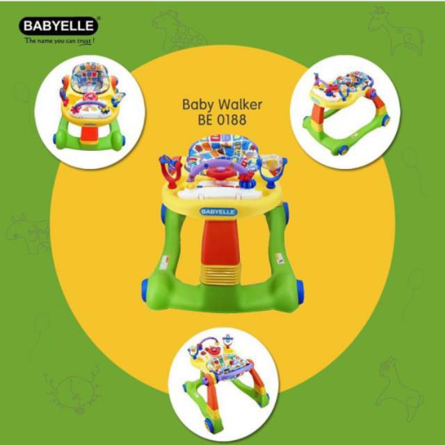 Makassar - Mainan Alat Bantu Jalan Bayi Baby Walker Activity Walker BabyElle 0188 / Colourful Green